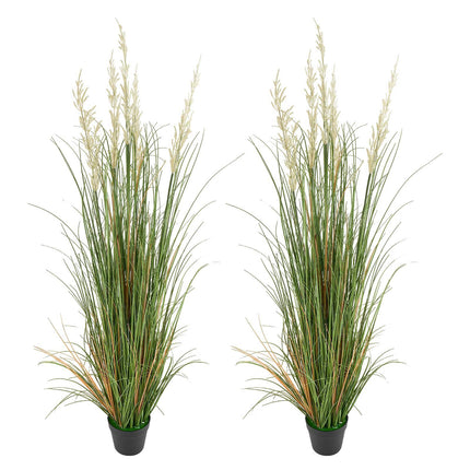 Artificial Reed Grass Plants in Pot, 2-Pack, 5 Ft