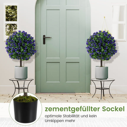 Künstliche Rosenbäume mit violetten Blüten, 55 cm, 2er-Set