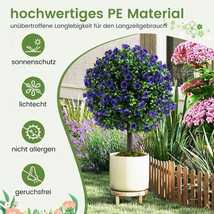 Künstliche Rosenbäume mit violetten Blüten, 55 cm, 2er-Set