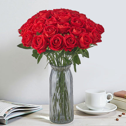 Artificial Roses, 60 Red Foam Roses With Stems