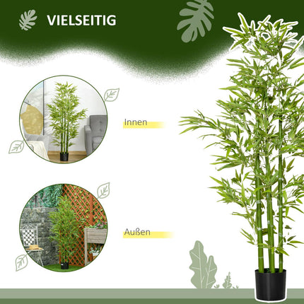 Plante de bambou artificielle, 924 feuilles, pot robuste, mousse artificielle, plastique, vert