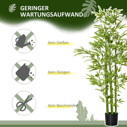 Plante de bambou artificielle, 924 feuilles, pot robuste, mousse artificielle, plastique, vert