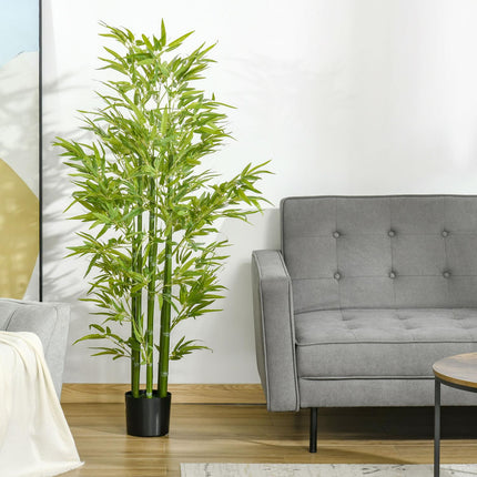 Plante de bambou artificielle, 924 feuilles, pot robuste, mousse artificielle, plastique, vert