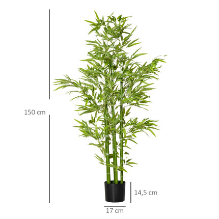 Plante de bambou artificielle, 924 feuilles, pot robuste, mousse artificielle, plastique, vert