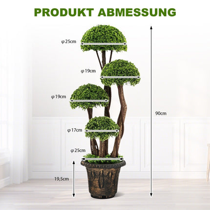 Arbre topiaire artificiel en bois de cèdre arbre artificiel décoratif 90 cm