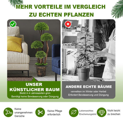 Arbre topiaire artificiel en bois de cèdre arbre artificiel décoratif 90 cm