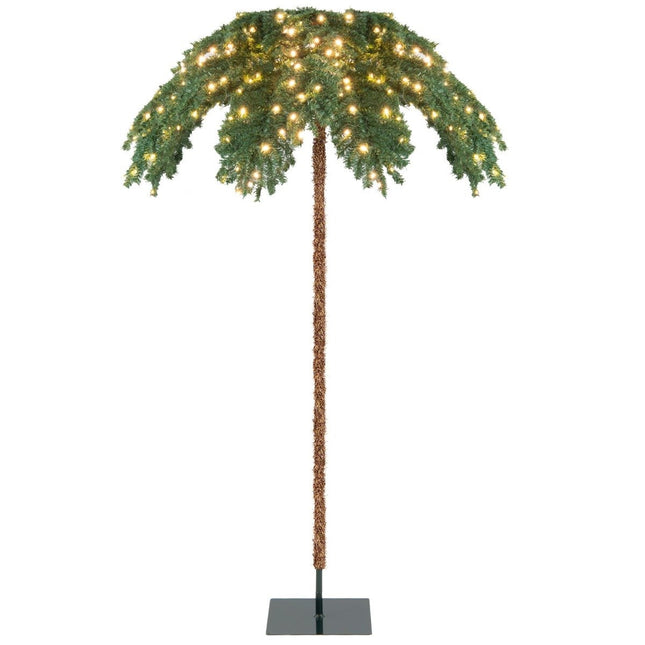 Künstliche tropische Weihnachtspalme mit 250 warmweißen LED-Lichtern &amp; 813 Zweigspitzen 180 cm