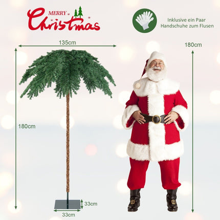 Künstliche tropische Weihnachtspalme mit 250 warmweißen LED-Lichtern &amp; 813 Zweigspitzen 180 cm