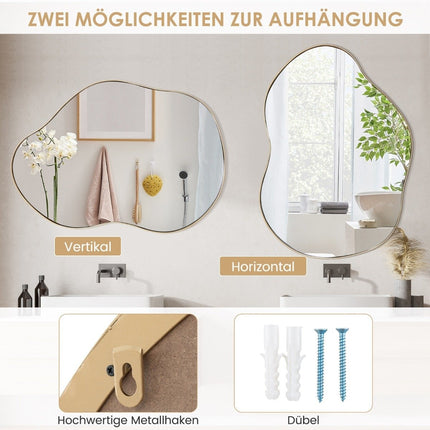 Miroir mural asymétrique, 78 x 56,5 cm, réflexion HD