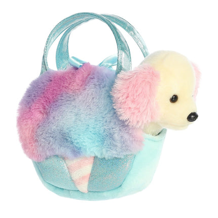 Aurora Fancy Pals Plüschhund in einer Zuckerwattetasche, 20 cm