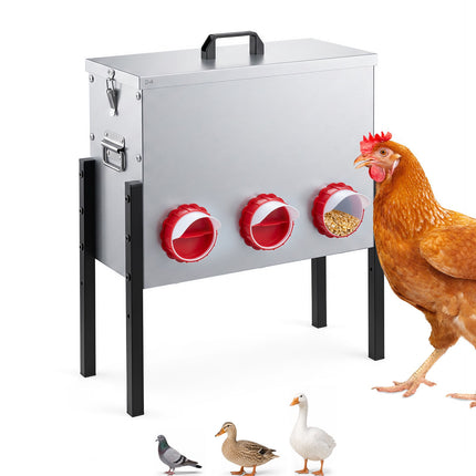 Automatischer Hühnerfutterautomat, 26 l, 6 Öffnungen, höhenverstellbar