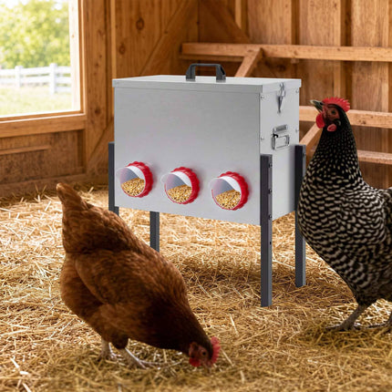 Automatischer Hühnerfutterautomat, 26 l, 6 Öffnungen, höhenverstellbar