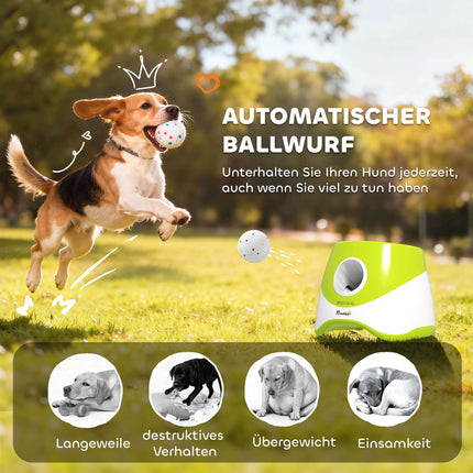 Lanceur de balles automatique pour chien - 3 distances, 3 balles, vert