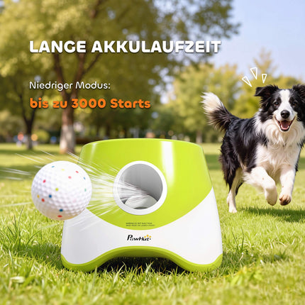 Lanceur de balles automatique pour chien - 3 distances, 3 balles, vert