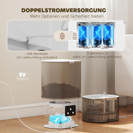 Distributeur automatique de nourriture et d'eau pour chats et chiens (2,5 L)