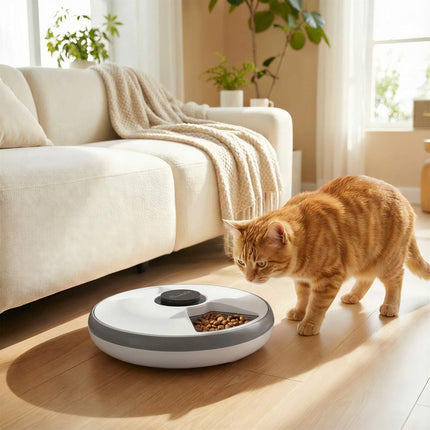 Automatischer Futterspender mit Timer, 6 Mahlzeiten, LED-Anzeige