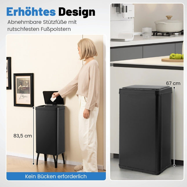 Poubelle automatique en acier inoxydable, 50 L, avec capteur