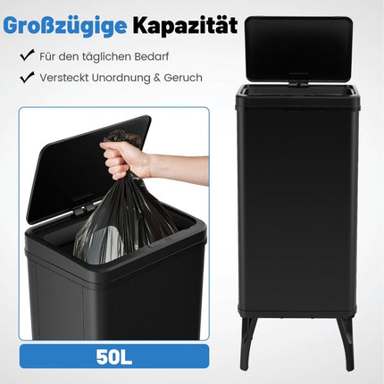 Poubelle automatique en acier inoxydable, 50 L, avec capteur
