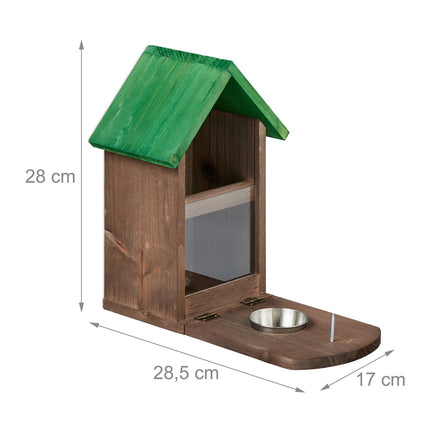 Automatic feeder for brown squirrels made of wood