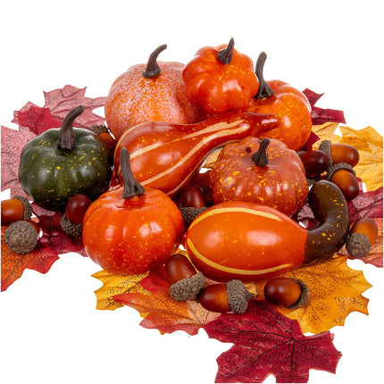 Herbst-Deko-Set, 50-teilig, Blätter Kürbisse Eicheln