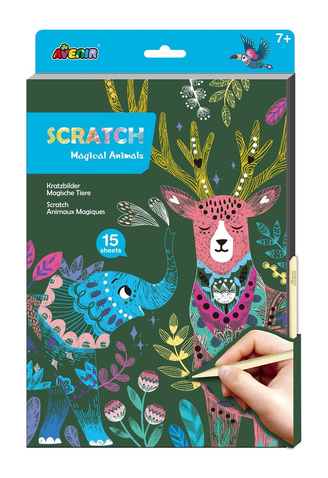 Avenir Livre à gratter A4 Animaux Magiques