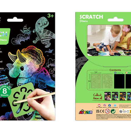 Avenir Kratz-Set mit Schablone: Dinos