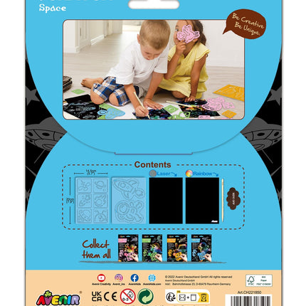 Avenir Kratzbild-Set mit Schablone: Weltall