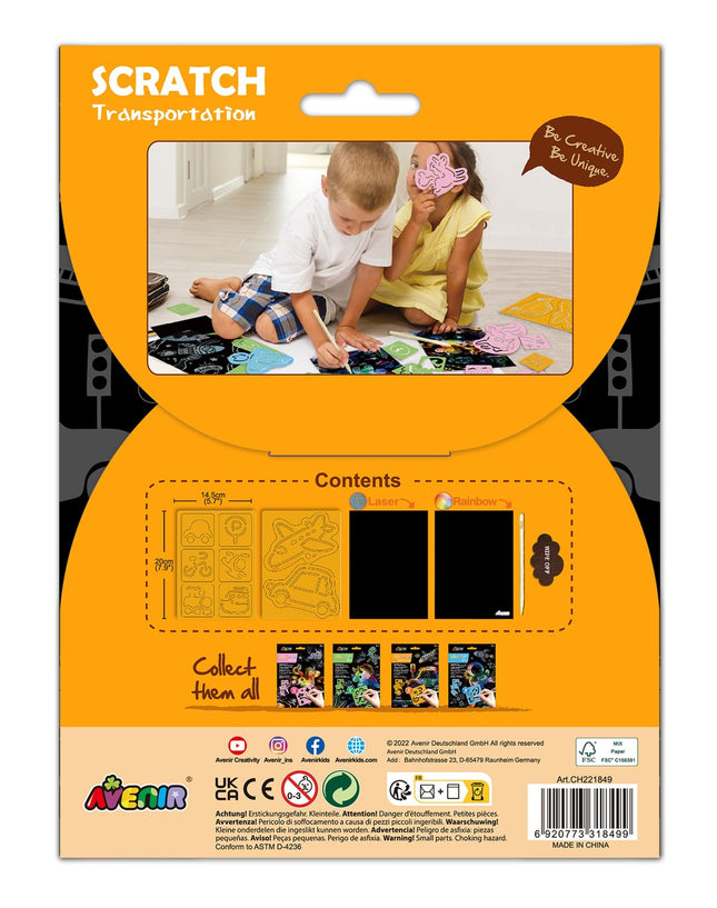 Avenir Scratch Set avec pochoir : Transport