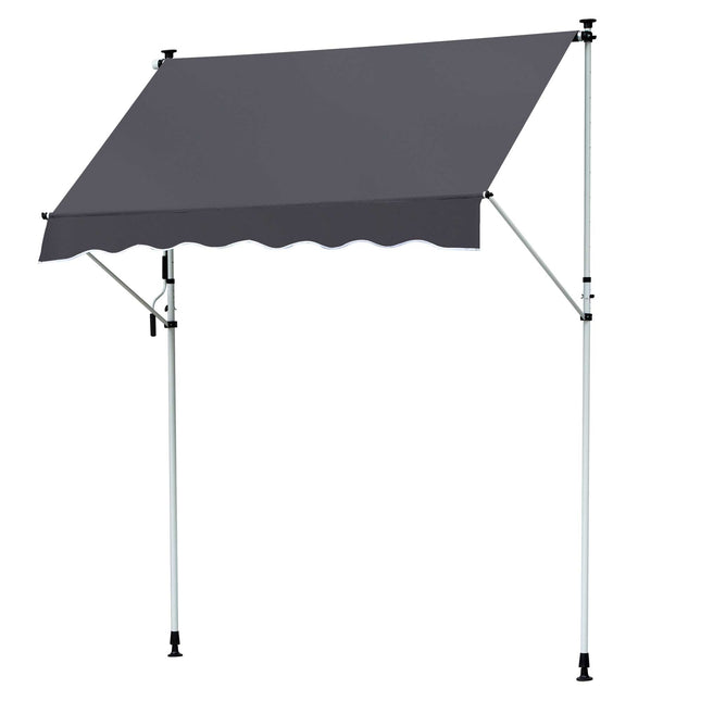 Faltbare Aluminium-Balkonmarkise, Sonnenschutz, 2x1,2M, Grau
