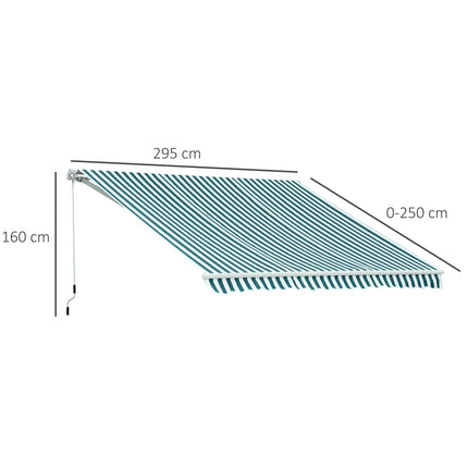 Balkon-Faltmarkise – 3x2,5m, Sonnenschutz, Grün/Weiß