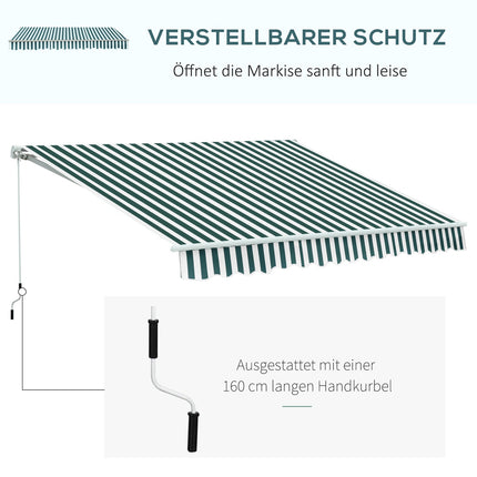 Balkon-Faltmarkise – 3x2,5m, Sonnenschutz, Grün/Weiß
