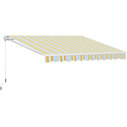 Gelb-beige Sonnenschutzmarkise mit Handkurbel, Aluminium