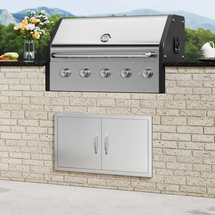 BBQ Access Door, Double 34x19 In Stainless Flush Mount
