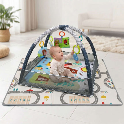 Tapis d'éveil pour bébé - Motif animaux, jouets pliables