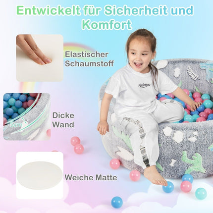 Bällebad für Babys mit abnehmbarem Bezug, nachleuchtend, 200 Bälle