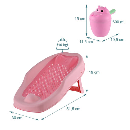 Baby-Badehilfe-Set mit Nilpferd-Spülbecher und rutschfester Halterung