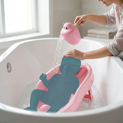 Baby-Badehilfe-Set mit Nilpferd-Spülbecher und rutschfester Halterung