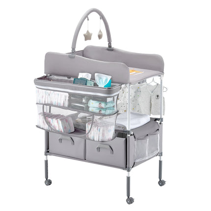 Baby Changing Table, Foldable, Adjustable, Locking Wheels
