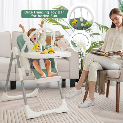 Babyhochstuhl, 4-in-1 faltbar, 7-fach höhenverstellbar, mit Spielbügel