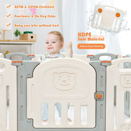 Parc pour bébé, barrière de jeu pliable en PEHD à 14 panneaux
