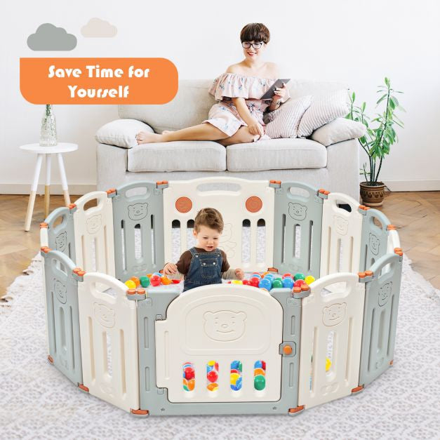 Baby-Laufgitter, faltbares HDPE-Laufgitter mit 14 Paneelen