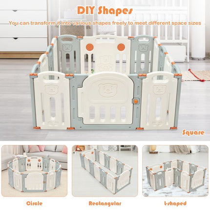Parc pour bébé, barrière de jeu pliable en PEHD à 14 panneaux