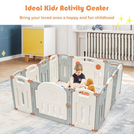 Parc pour bébé, barrière de jeu pliable en PEHD à 14 panneaux