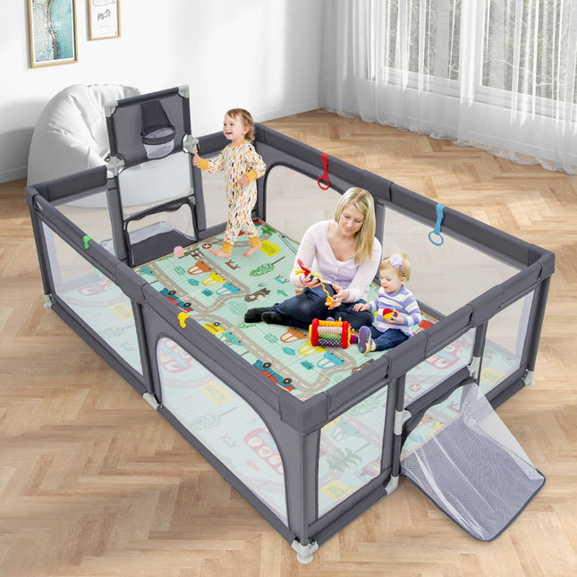 Parc pour bébé 188 x 157 cm, tapis, cerceau, 50 balles