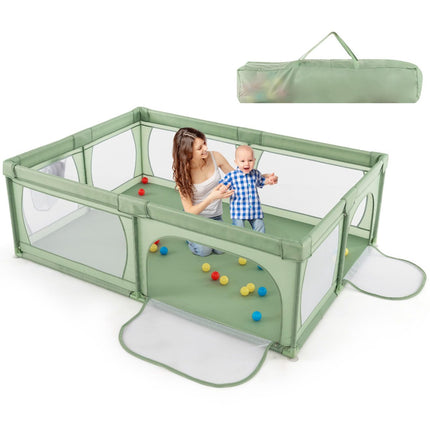 Parc pour bébé avec 50 balles et 2 portes, filet respirant, 205 x 147 cm