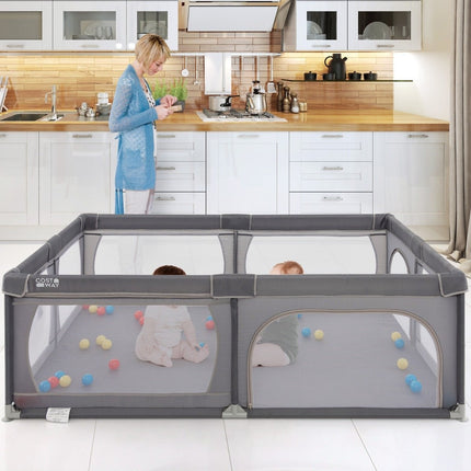 Parc pour bébé avec 50 balles, 2 portes, filet respirant