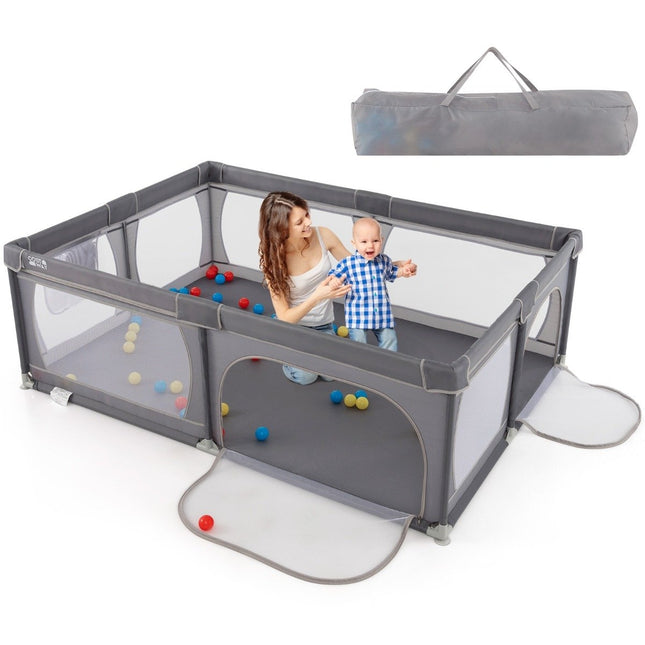 Parc pour bébé avec 50 balles, 2 portes, filet respirant