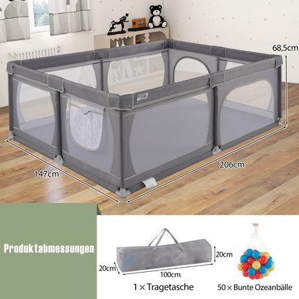 Parc pour bébé avec 50 balles, 2 portes, filet respirant