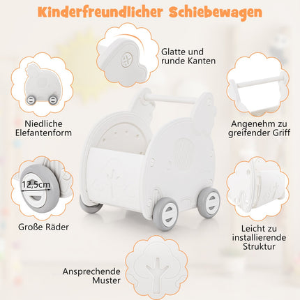 Baby Lauflernwagen 4-Rad Elefantenform, Weiß, HDPE