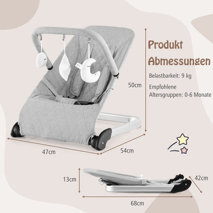 Balançoire pliable pour bébé, avec ceinture de sécurité à 5 points, siège à bascule Portable, gris